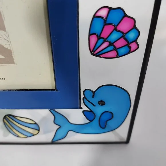 Glass Hand-Painted Sea Life Picture Frame Holds 2"x3" Photo - Picture 5 of 9